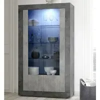 Nitro Display Cabinet with LED - Cement, Wood