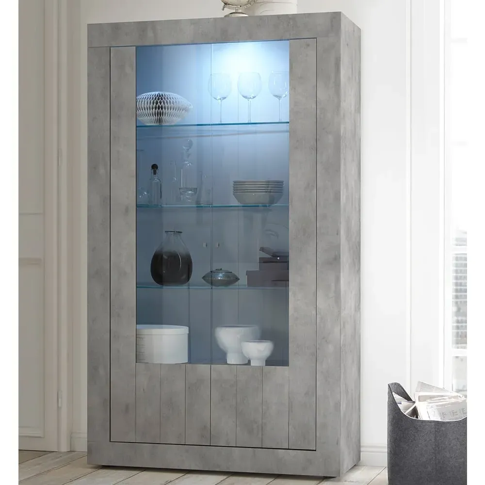 Nitro Display Cabinet with LED - Cement, Wood
