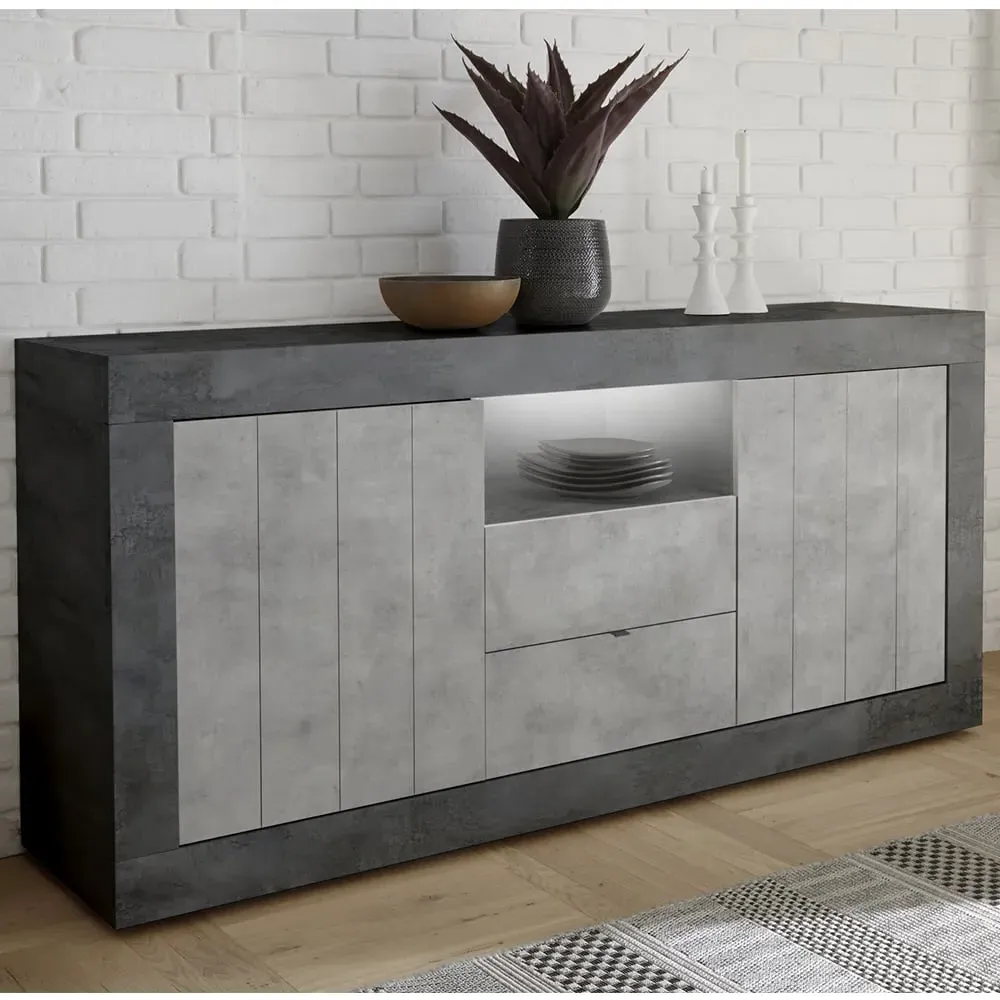 Nitro Sideboard with LED - Oxide Cement, Wood