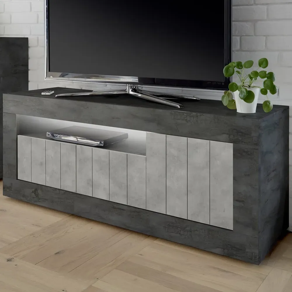 Nitro TV Stand with LED - Oxide Cement, Wood
