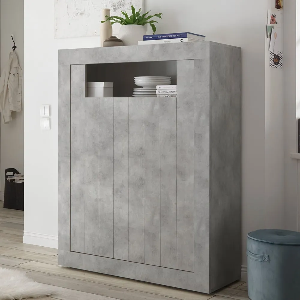 Nitro Wooden Highboard with 2 Doors - Cement