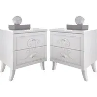 Nivea Serigraphy Bedside Cabinets Pair - White, Wood