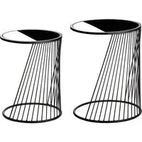 Nixa Metal Set of 2 Side Tables with Metal Frame - Black