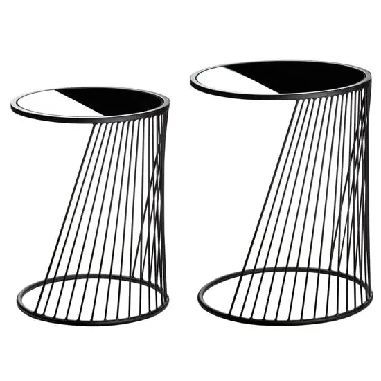Nixa Metal Set of 2 Side Tables with Metal Frame - Black