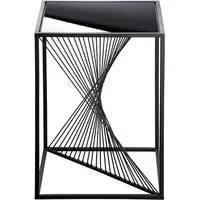 Nixa Square Glass Side Table with Metal Frame - Black