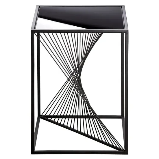 Nixa Square Glass Side Table with Metal Frame - Black image