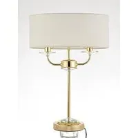 Nixon 2 Light Table Lamp - White, Fabric