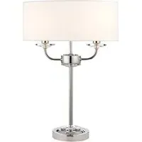 Nixon 2 Light Table Lamp - White, Fabric
