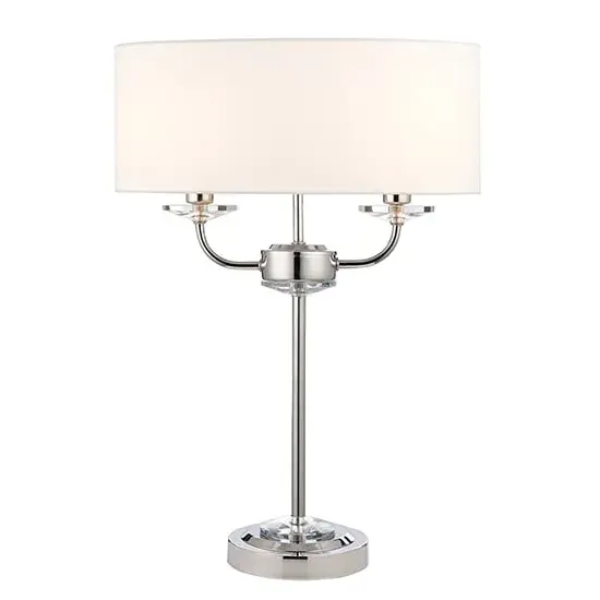Nixon 2 Light Table Lamp - White, Fabric