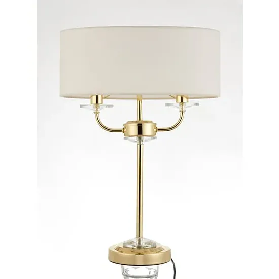Nixon 2 Light Table Lamp - White, Fabric image