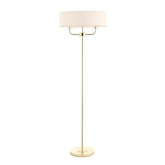 Nixon 2 Lights Oval Shade Floor Lamp - White, Brass image