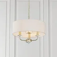 Nixon 3 Light Pendant Light - White, Fabric