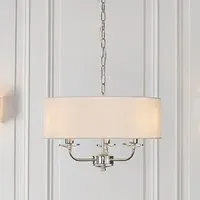 Nixon 3 Light Pendant Light - White, Fabric