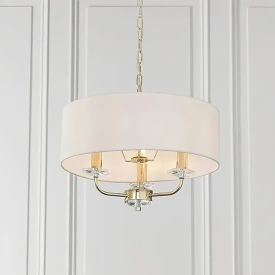 Nixon 3 Light Pendant Light - White, Fabric