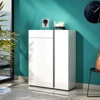 Noah 2-Door Shoe Cabinet with Drawer - Anthracite, High Gloss MDF alternate view