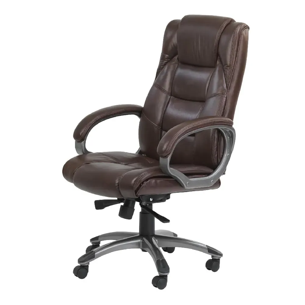 Nobbler High Back Executive Chair with Tilt - Brown, Leather