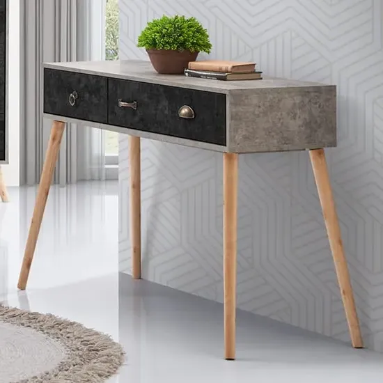 Noein Console Table with Storage - Charcoal, Wood