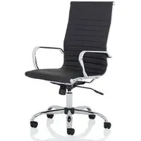 Nola High Back Executive Office Chair - Black, Faux Leather