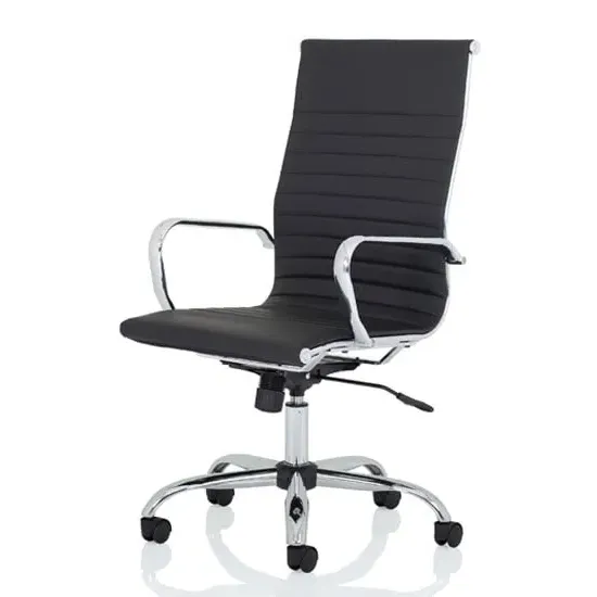 Nola High Back Executive Office Chair - Black, Faux Leather