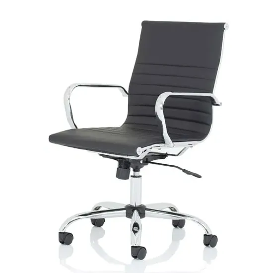 Nola Medium Back Executive Office Chair - Black, Faux Leather image