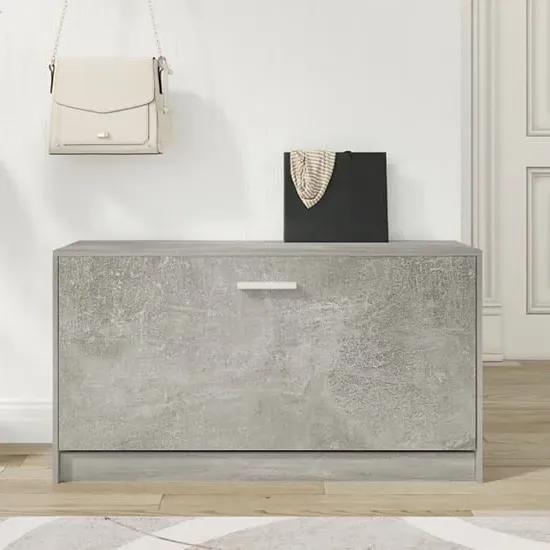 Nome Shoe Storage Bench with Flap - Concrete Effect