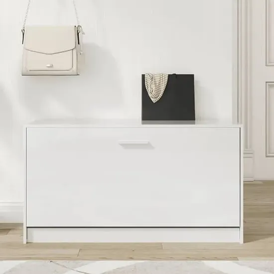 Nome Shoe Storage Bench with Flap - White, High Gloss image