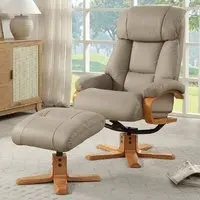 Norco Recliner Chair with Stool - Pebble, Leather
