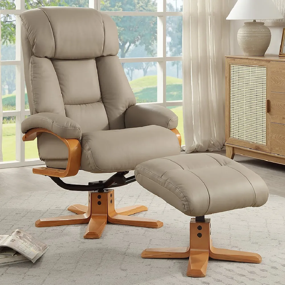 Norco Recliner Chair with Stool - Pebble, Leather