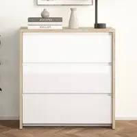 Norfolk 3-Drawer Chest - White Gloss, Jackson Hickory