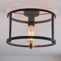 Norfolk Clear Glass Shade Flush Ceiling Light - Matt Black