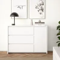 Norfolk Wooden Sideboard with 1 Door 3 Drawers - White