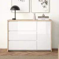 Norfolk Wooden Sideboard with 3 Drawers - White, Hickory