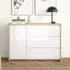 Norfolk Wooden Sideboard with 3 Drawers - White, Hickory