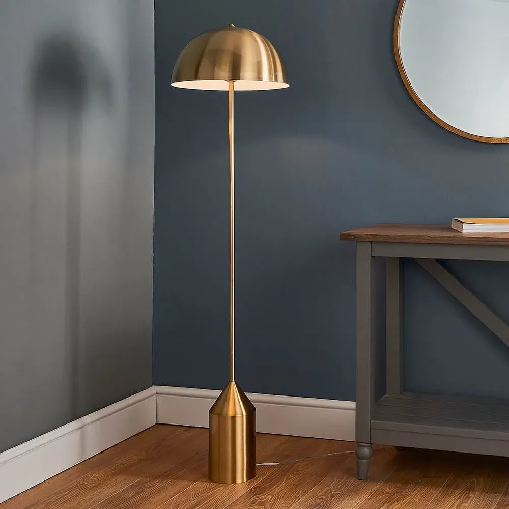 Norman Floor Lamp - White, Antique Brass image