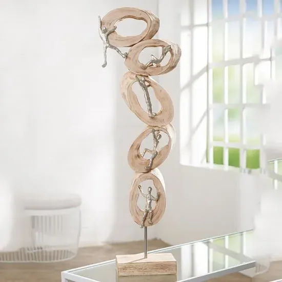Norman Wood Climb Sculpture - Oak, Silver