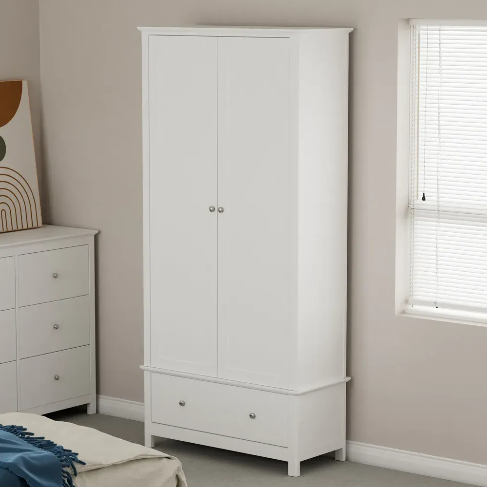 Norton 2 Drawer Wardrobe - White, Wood product