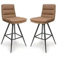 Norton Bar Chairs with Metal Legs - Tan, Leather