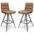 Norton Bar Chairs with Metal Legs - Tan, Leather