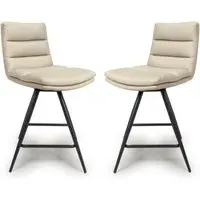 Norton Bar Chairs with Metal Legs - Taupe, Leather