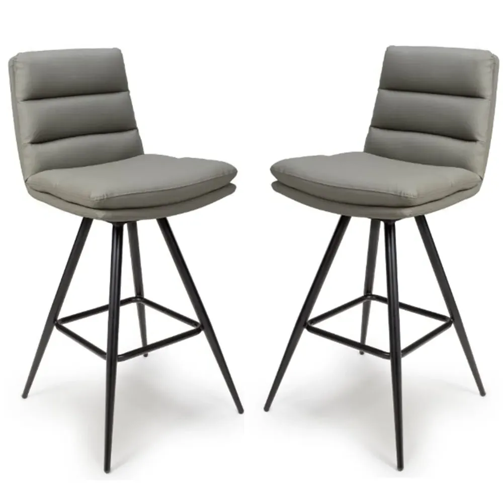 Norton Bar Chairs with Metal Legs - Truffle, PVC Fabric