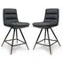 Norton Counter Bar Chairs with Footrest - Black, Leather