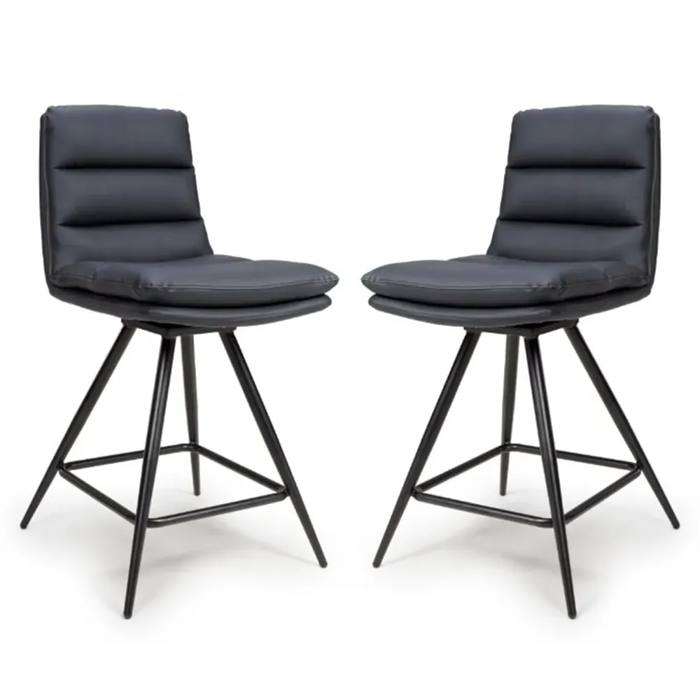 Norton Counter Bar Chairs with Footrest - Black, Leather image