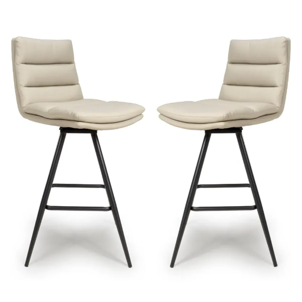 Norton Counter Bar Chairs with Footrest - Taupe, PVC