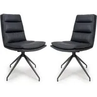Norton Dining Chairs with Metal Legs - Black, Leather
