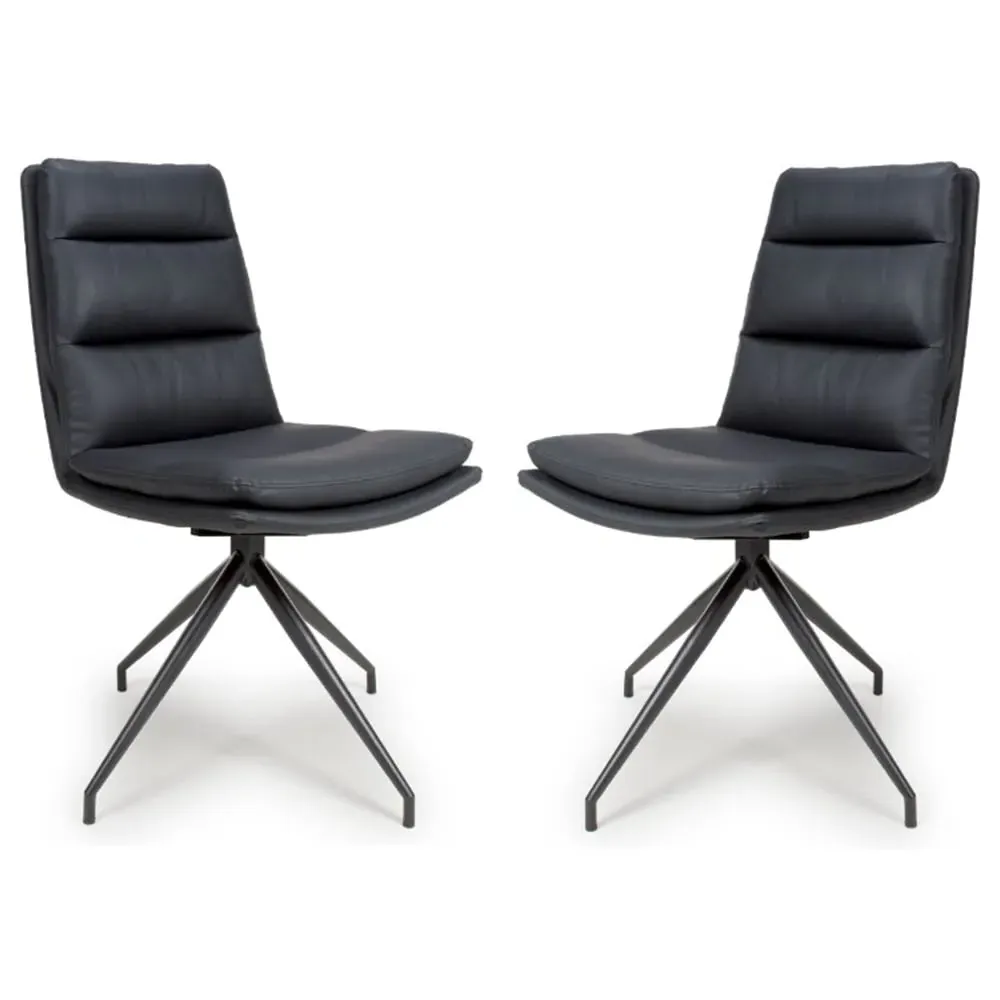 Norton Dining Chairs with Metal Legs - Black, Leather image