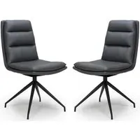 Norton Dining Chairs with Metal Legs - Grey, Leather
