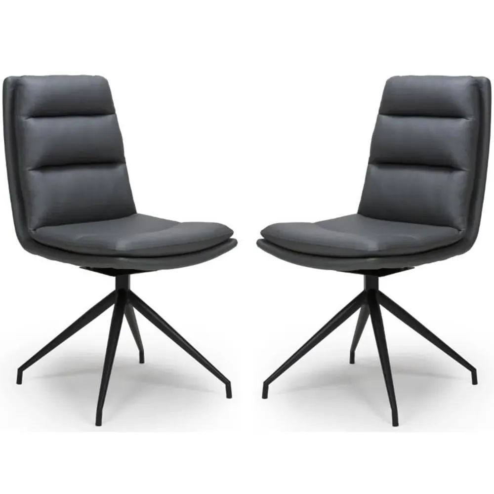 Norton Dining Chairs with Metal Legs - Grey, Leather image
