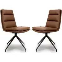 Norton Dining Chairs with Metal Legs - Tan, Leather