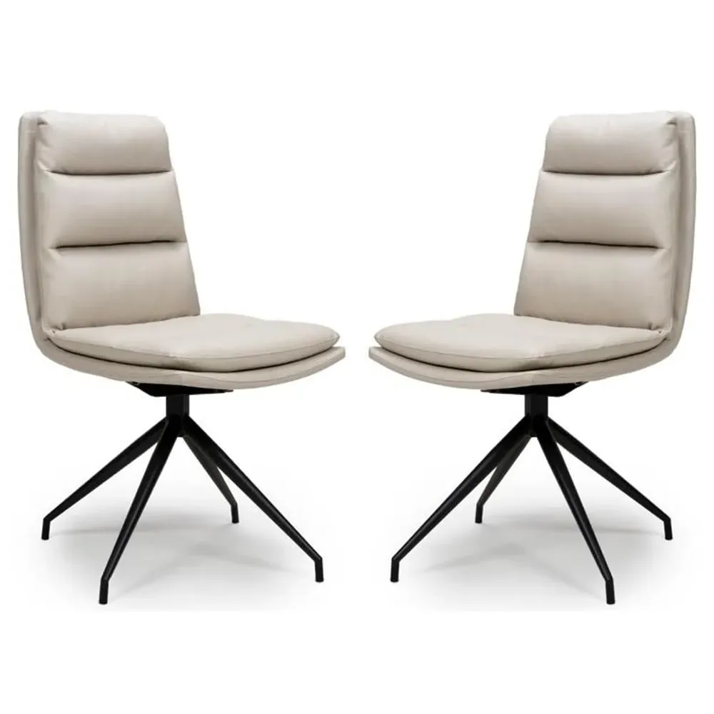 Norton Dining Chairs with Metal Legs - Taupe, PVC Fabric image