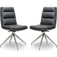 Norton Dining Chairs with Steel Legs - Grey, Leather